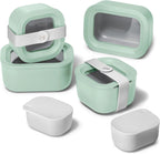 Caraway Mini Food Storage 11pc Set - Glass Storage Containers for Food - Non-Toxic Ceramic-Coated Glass - Air Release Technology - Compact & Stackable Design - Mist