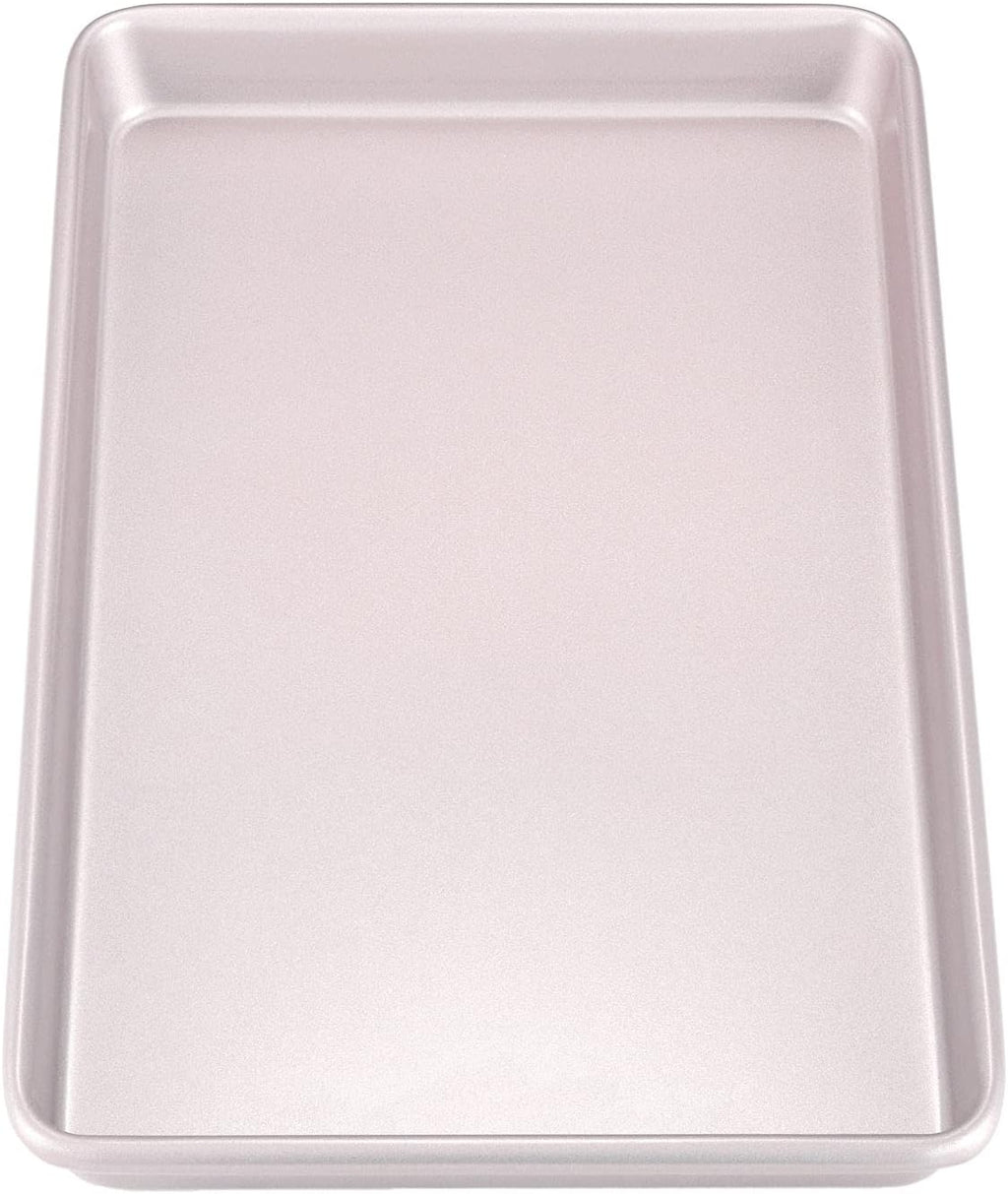 CHEFMADE 17-Inch Baking Sheet Pan, Non-Stick Carbon Steel Rimmed Cookie Sheet Pan for Oven Roasting Meat Bread Jelly Roll Battenberg Pizzas Pastries 12.8" x 17.7" x 1.1" (Champagne Gold)