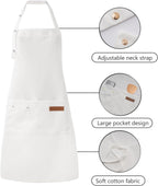Tosewever Art Aprons for Women Painting Pottery Baking, Mens Buckle Straps Kitchen Apron with Pockets for Chef Cooking