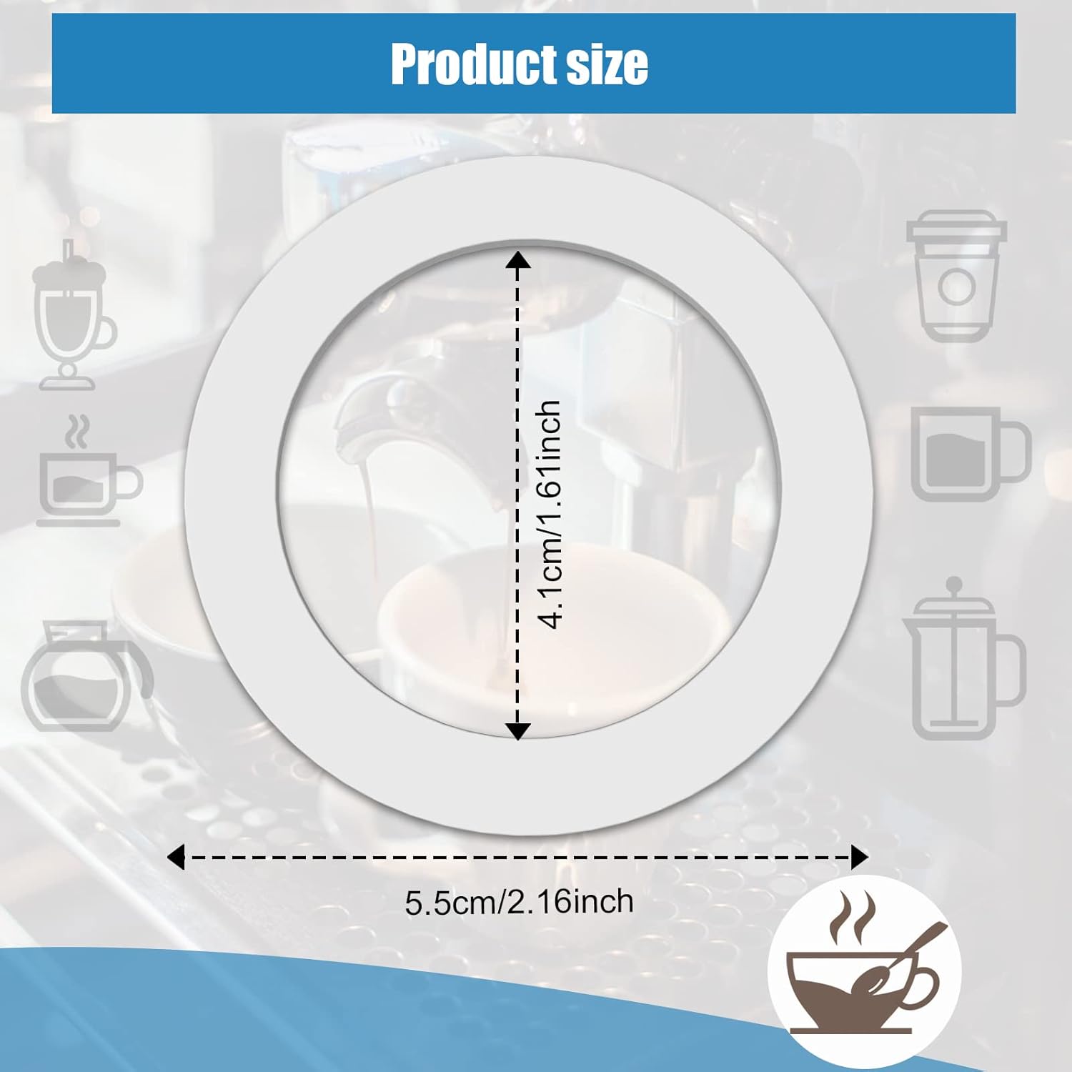 6 Pieces Moka Pot Replacement Cup Gasket with 2 Pcs Stainless Filter Silicone Moka Express Replacement Seals Funnel Kits Compatible Espresso Coffee Maker Parts(2-cup)