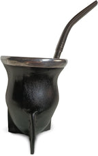 Handcrafted yerba mate gourd (mate cup) authentic calabash, leather wrapped, perfect for Argentinian or Uruguayan mate. Includes stainless steel bombilla for a true yerba mate experience (camionero)