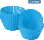 uxcell 18Pcs Silicone Cupcake Liners, Non-Stick Baking Cups, for Cooking Eggs, Baking Muffins and Make a Cake(Blue)