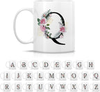 Retreez Initial A-Z Floral Botanical Bouquet Alphabet Monogrammed Monogram Mug 11 Oz Ceramic Tea Coffee Mugs - Appreciation Thank You Wedding Birthday Gifts for her friend coworker sister - Q Initial