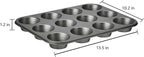 Nonstick Muffin Top Pan Set, 12-Cup, 13.5 x 10.2 inches, 2-Pack, Black