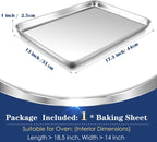 P&P CHEF 17.3 Inch Baking Cookie Sheet, Oven Pan Tray Stainless Steel Sheet Pan for Kitchen, Oven Bakeware for Multi Uses, Shiny Look & Dishwasher Safe, Healthy & Heavy Duty, 1Pc