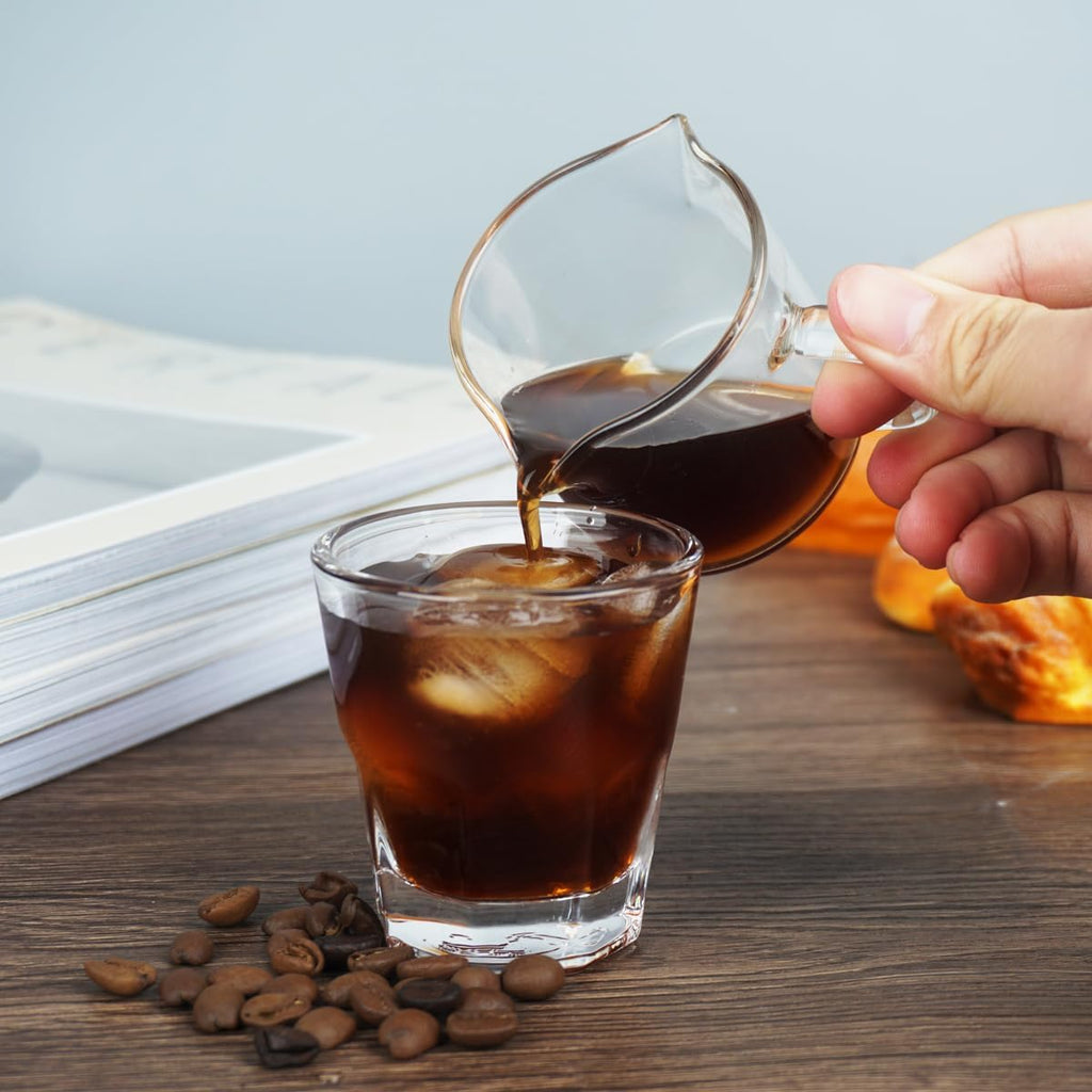 BCnmviku Shot Glasses Espresso Parts Double Spouts Milk Cup Clear Glass (Clear Glass-1Pack)