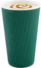 Restaurantware 12 Ounce Double Wall Disposable Coffee Cups, 500 Insulated Forest Green Paper Tumblers with Rolled Rim Design, Lids Sold Separately for Hot Drinks like Tea, Hot Chocolate and More