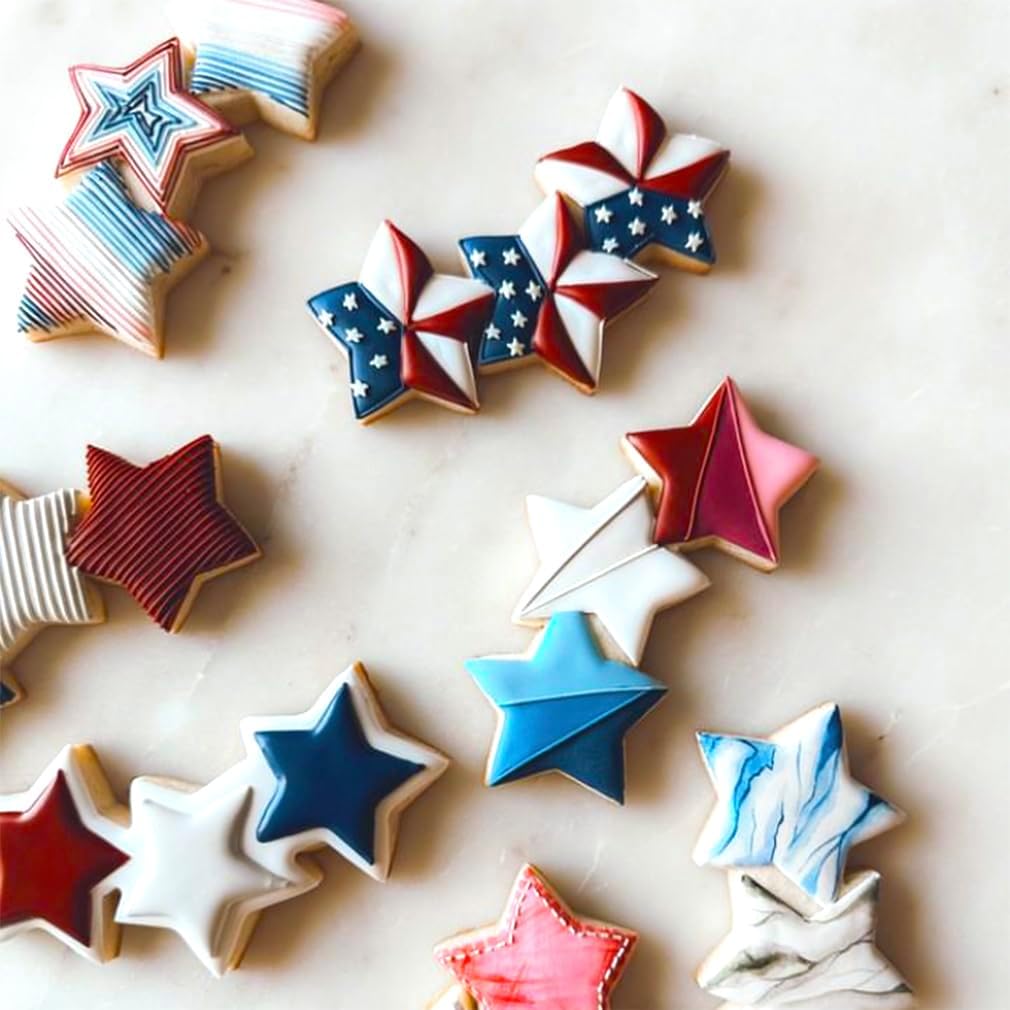 Basic Cookie Cutters 16Pcs, Star Round Flower Snow Shapes Cookie Cutter 4 Size, Biscuit Fondant Cutters Pancake Molds for Baking Decorating Daily Holiday Birthday Party
