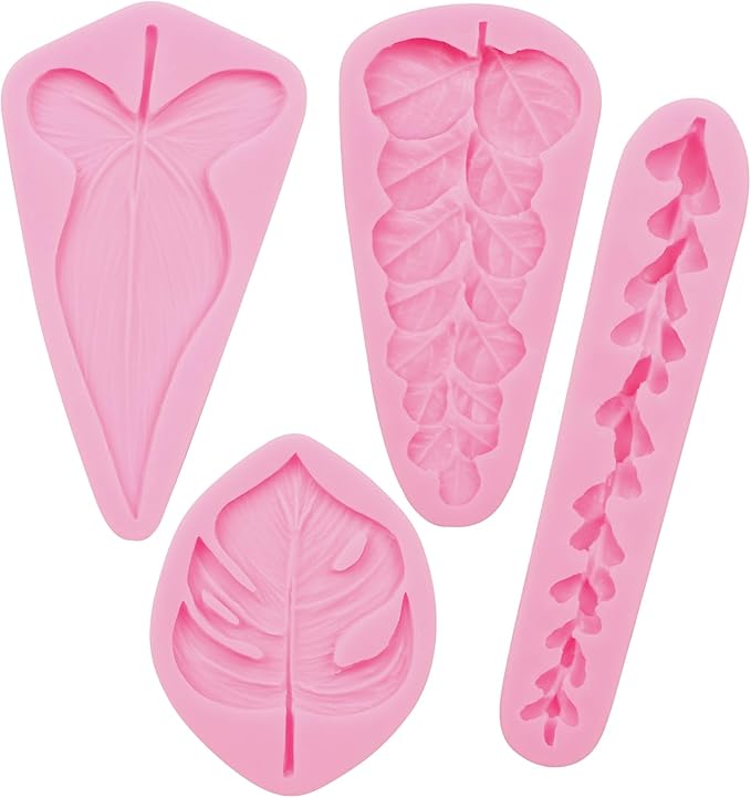 Tropical Leaf Silicone Molds, Succulents Trailing Leaves Chocolate Molds, Hawaii Theme Fondant Baking for Cake Decoration Cupcake Topper Candy Sugar Craft Gum Paste Clay Resin (LC74)