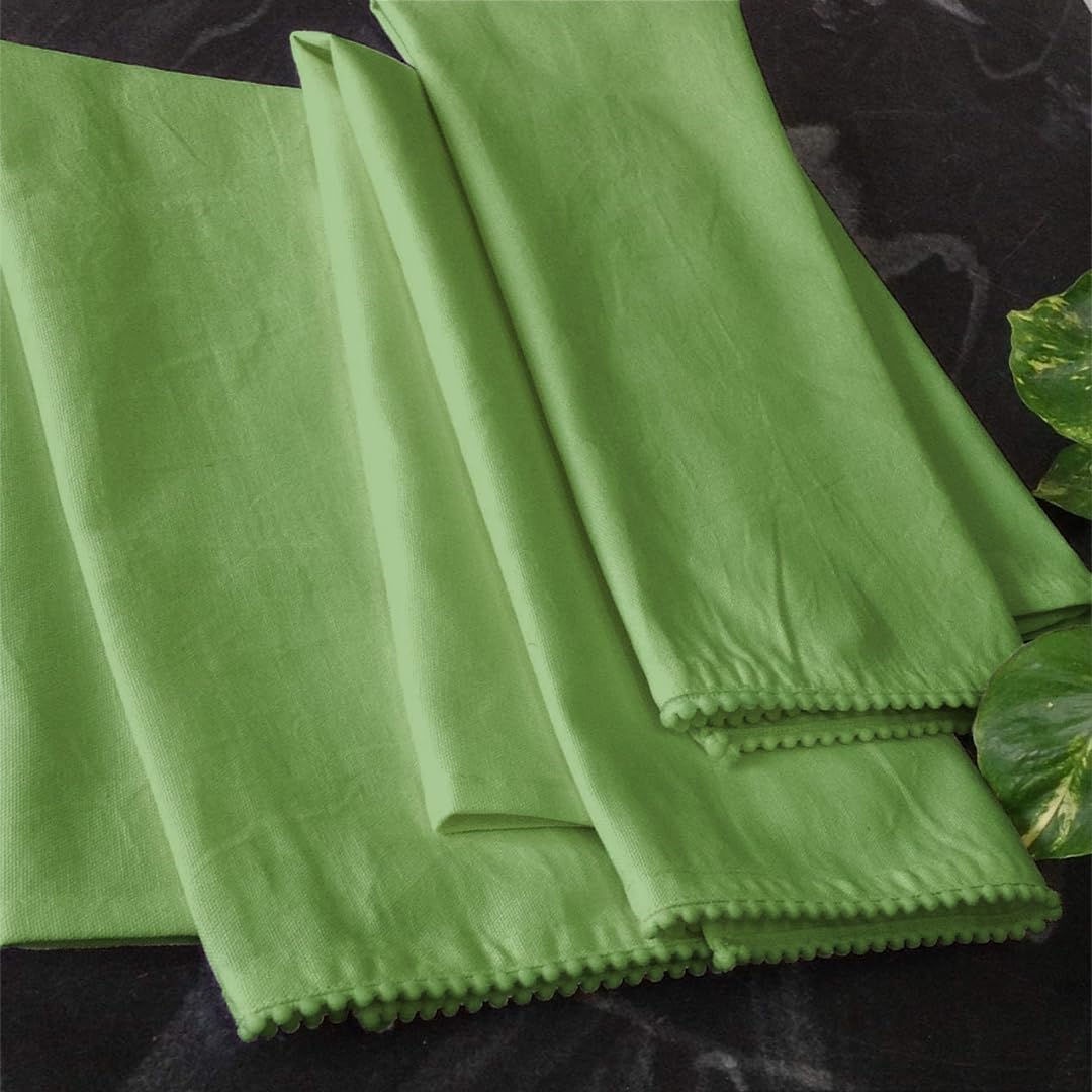 TARAN LIVING Green Cotton Kitchen Cloth Towels - Pack of 6 (28"x28")