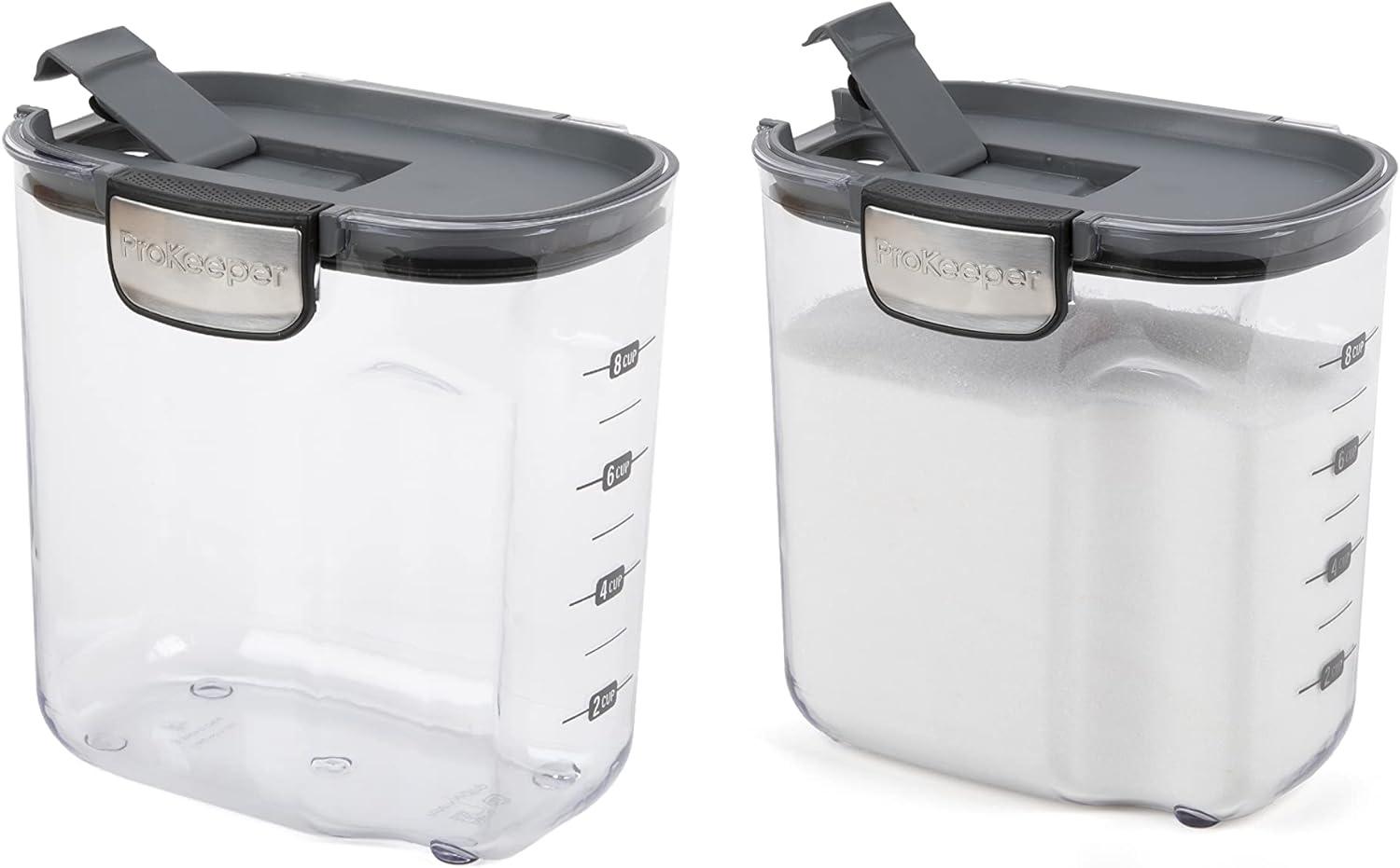Progressive International ProKeeper+ Clear Plastic Airtight Food Baker's Kitchen Storage Organization Container Canister Set with Magnetic Accessories, 2- Piece Set (Sugar 2.5-Quart)
