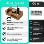 Espresso Tamping Station With Tools - 51, 53, 54 mm - Includes Coffee Tamper, Distributor, Dosing Funnel & Brush - Wooden Coffee Tamper Station - Espresso Organizer & Portafilter Holder