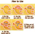 Mini Ghost Cookie Cutters, DIY 3d Halloween Raised Design Cookie Stamps, Cookie Cutter Set suitable for Frosting Decoration, Mini Gingerbread Pie Molds, Day of The Dead Decorations (Ghost)