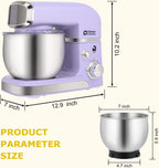 Stand Mixer, Kitchen in the box 3.2Qt Small Electric Food Mixer,6 Speeds Portable Lightweight Kitchen Mixer for Daily Use with Egg Whisk,Dough Hook,Flat Beater (Purple)