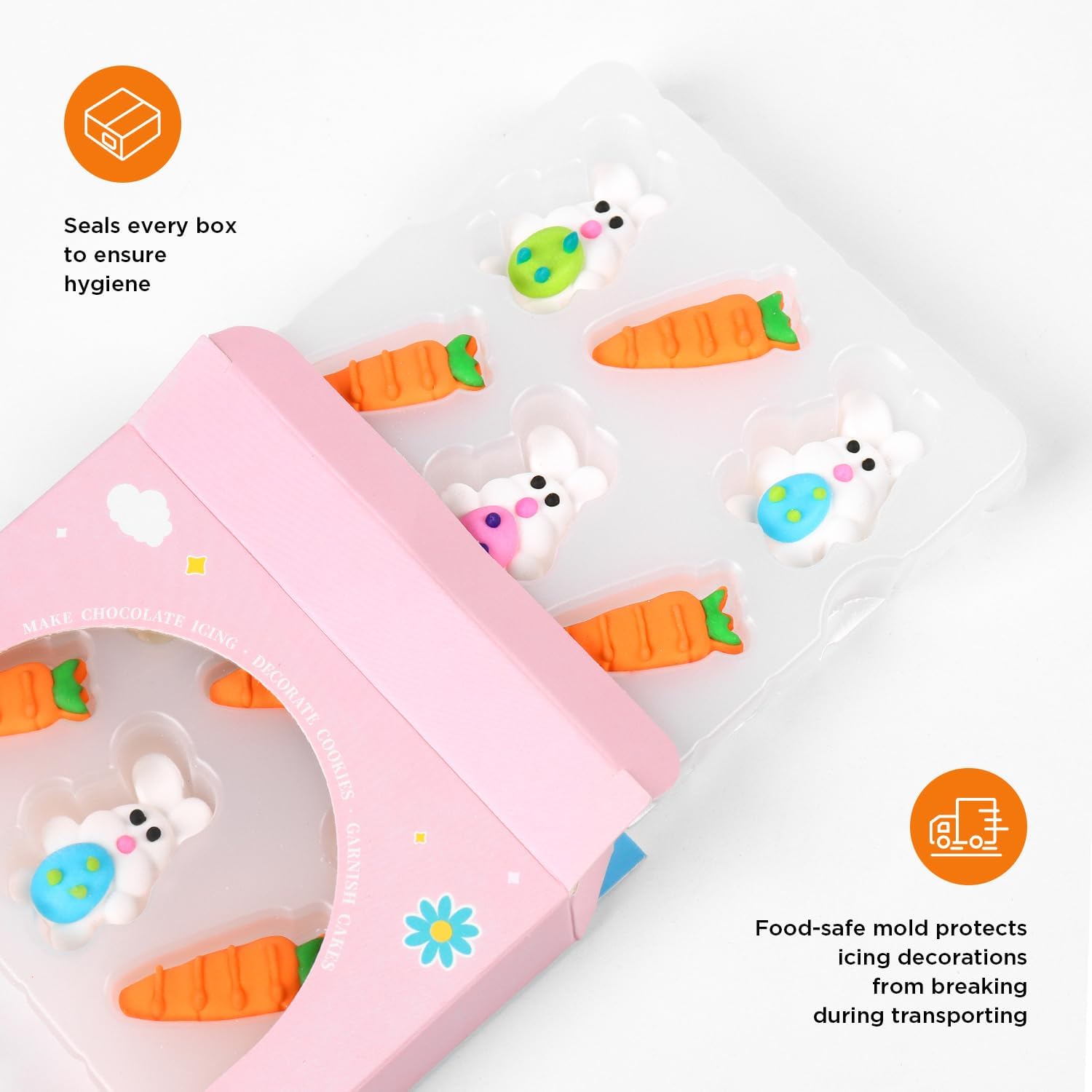 Edible Easter Cake Decorations for Cake Decorating, Carrot Cake Decorations, Bunny Cupcake Toppers for Easter Theme Cake, Macarons, Cookies, Waffles, Cakecircles