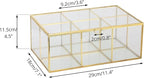NCYP Glass Tea Bags Organizer Box, 11.4" x 7.1" x 4.5" Coffee Bag Storage Box, 6 Grids Compartments Handcrafted Brass Jewelry Counter, Display Case, Handmade (Glass Box Only)