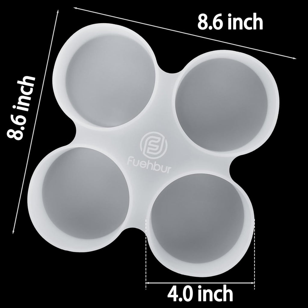 【300+ Design Optional】 Fuehbur 4 inch 4-Circles Car Freshie Mold, Four-Circle Round in 4 Cavity Silicone Soap Resin Molds, Super-Large Mould