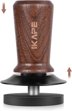 IKAPE 58.35mm Espresso Tamper, Spring-loaded Calibrated Tamper with Walnut Handle, Titanium Ripple Plating Base, Fits for Over 58mm Espresso Machine Bottomless Portafilter
