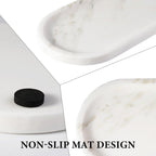 Koville Natural Marble Tray for Bathroom Countertop, Marble Storage Trays for Perfume, Cosmetics, Jewelry, Vanity Tray Stone Trays for Kitchen, Decorative Tray for Dresser Organizer(Calacatta White)