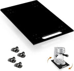 360° Sliding Tray for Coffee Maker & Kitchen Appliances - Silent Rubber Wheels, Acrylic Organizer Tray for Under Cabinet - Space Saving Countertop Accessory, 9.8x14 Inch (Black)