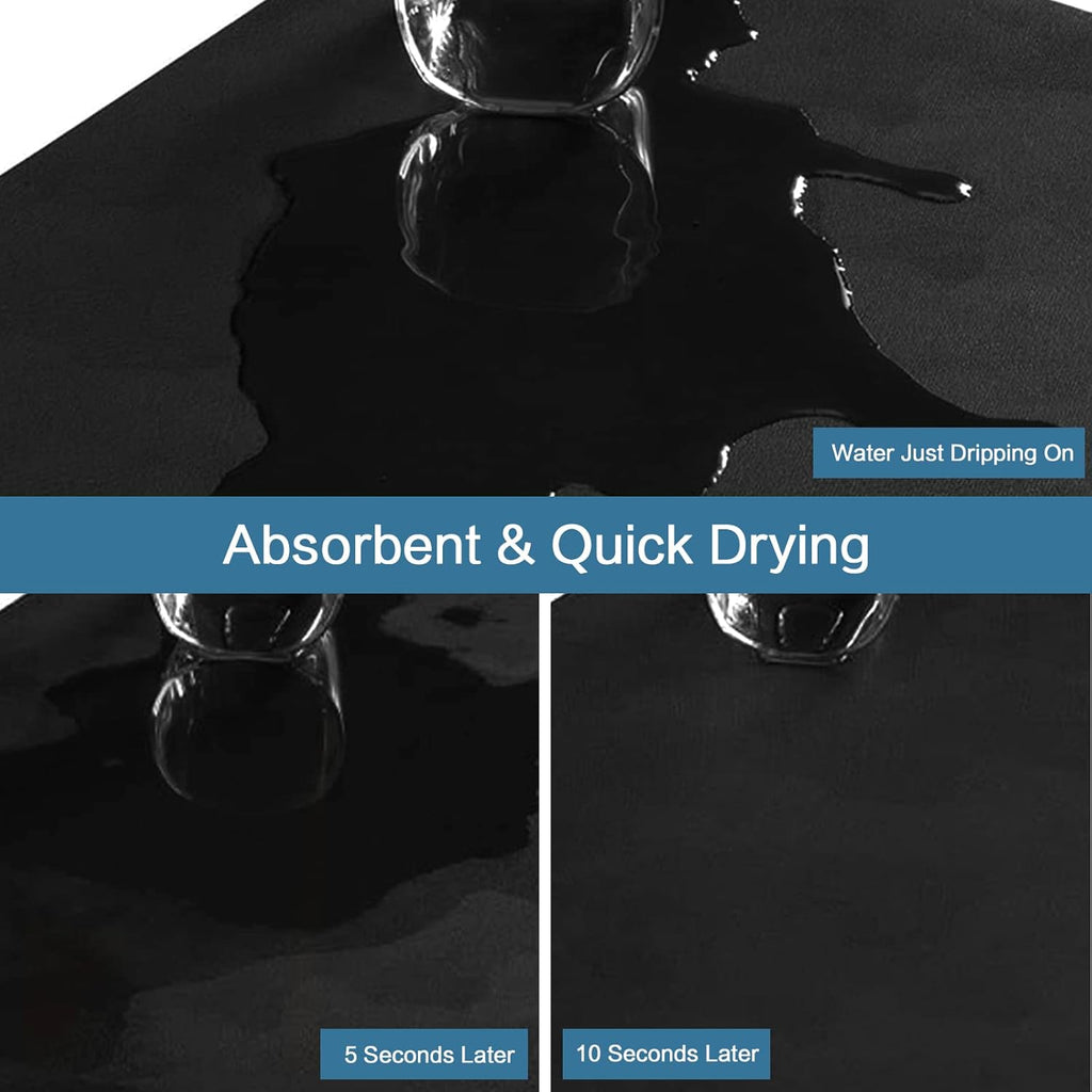 Coffee Mat 16''x24'', Dish Drying Mats for Kitchen Counter Absorbent Hide Stain Bar Mat Coffee Bar Accessories Anti Spill Mats Rubber Backed Fit Under Coffee Maker Espresso Machine Dish Rack (Black)