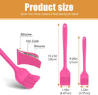 Silicone Basting Brush 2 Pcs Pastry Brush for Oil, BBQ, Grill, Sauce Baking Cooking, Dishwasher Safe (Pink)