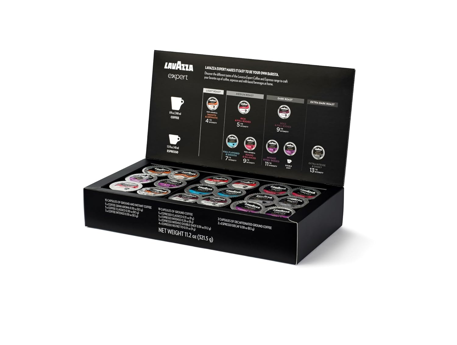 Lavazza Expert Variety Pack, Contains Light, Medium, and Dark Roast Espresso and Coffee Capsules, Compatible with Lavazza Classy Machines (36 Capsules)