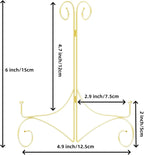 Plate Stand for Display with Hinged Folding Design, 6 Inch Picture Stands for Tables, Small Easels for Displaying Book, Art Piece, Photo and Platter, 6’’ Gold
