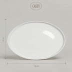 over&back Stackable Stoneware Serving Platter - Elegant 1-Piece Oval Serving Platter to Complete Your Kitchen Set - Perfect for Appetizers, Desserts, and More - 16" L x 11" W - Glossy White