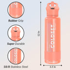 Coldest Insulated Water Bottle with Straw Lid - Stainless Steel Metal Insulated Bottle for Men & Women (Pink Froze Glitter, 40 oz)