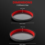 Tart Pan with Removable Bottom,9 Inch 10 Inch Tart and Quiche Pan,Non-stick Round Carbon Steel Deep Fluted Pie Pan with Crust Shaper Ring - Quiche Baking Dish Tart Pans For Baking,Set of 2