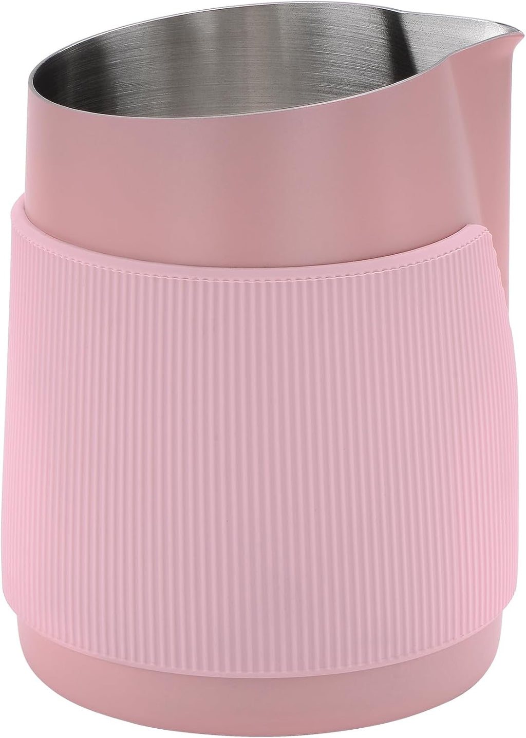 Normcore Handleless Milk Frothing Jug, Milk Pitcher 20.3 oz, Milk Frother Steamer Cup Stainless Steel Espresso Cup, Sharp Spout, Pink, 600 ml