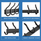 Wall Hooks Heavy Duty, 12 Inch Coat Rack Wall Mount with 4 Hooks, Black Wall Hooks for Hanging Backpack, Bag, Purse, Clothes, Hat, Coat, Towel | Entryway & Bathroom Storage Organization Hanger