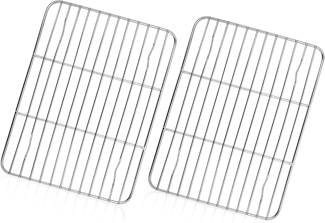 TeamFar Cooling Rack, 8.75” x 6.25” Stainless Steel Wire Baking Rack for Cooking Roasting Grilling, Fit for Oven Pan, Oven & Dishwasher Safe, Non-toxic & Heavy-Duty, 2PCS