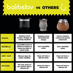 BALIBETOV Yerba Mate Cup – Vacuum Insulated Stainless Steel Gourd with Silicone Cover & Non-Slip Base – Includes 2 Bombillas & Cleaning Brush – Unique Design, Easy to Clean