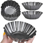 12PCS Mini Tart Pans, Carbon Steel Egg Tart Molds, Non Stick Mini Tarts Tins, Cupcake Cake Muffin Mold Tin Pan for Pies, Cheese Cakes, Desserts, Egg Tart(2.6 x 0.9inch)
