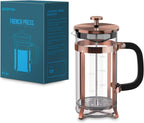 QUQIYSO Coffee Maker 304 Stainless Steel French Press with 4 Filter, Heat Resistant Durable, Easy to Clean, Borosilicate Glass Coffee Press, 100% BPA Free Teapot, 21 ounce, copper