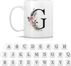 Retreez Initial A-Z Floral Botanical Bouquet Alphabet Monogrammed Monogram Mug 11 Oz Ceramic Tea Coffee Mugs - Appreciation Thank You Wedding Birthday Gifts for her friend coworker sister - G Initial