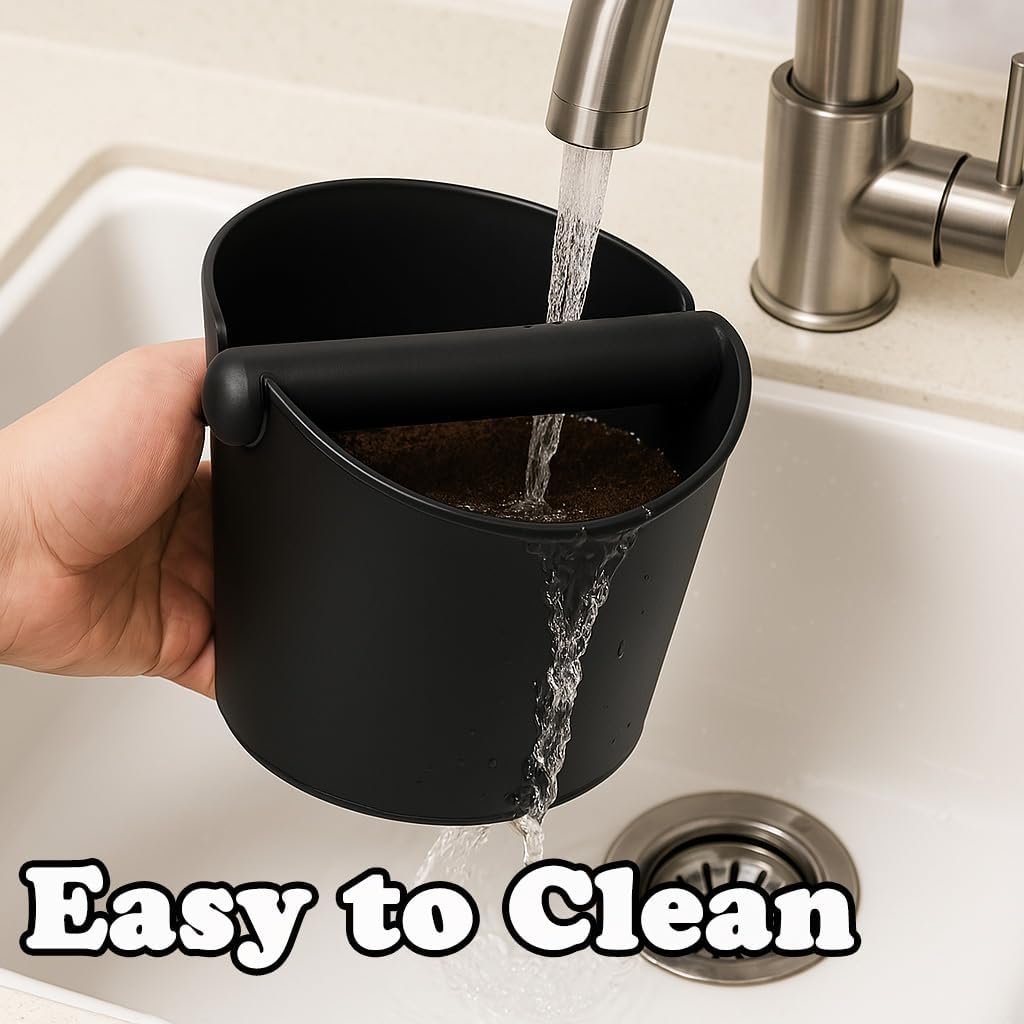 6.3-Inch Large Espresso Knock Box - Shock-Absorbent Design with Removable Knock Bar & Non-Slip Base - Durable Coffee Machine Accessories for Home, Office, Café Use