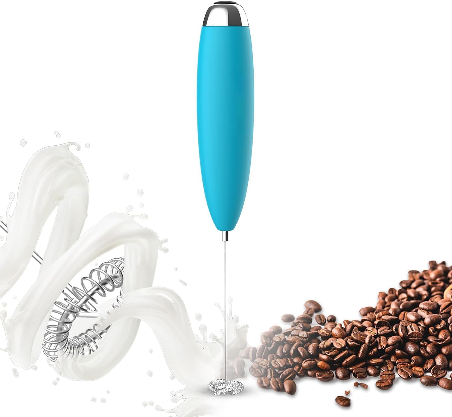 Milk Frother, Coffee Frother, Whisk, Upgraded Motor Electric Whisk Durable Low Noise Mini Drink Mixer Portable Foam Maker For Cold Milk Bulletproof Coffee Latte, Blue