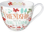 Friendship Coffee Mug, Premium 20 oz Bone China Coffee Tea Hug Mug, Perfect Birthday, Holiday, and Christmas Gift for Women and Female Friends, Designed in England by Harvest Green Studio