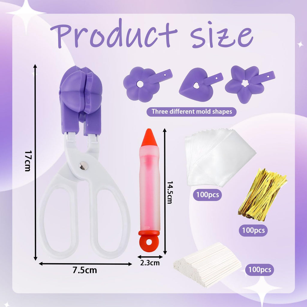 Cake Pop Mold Set - 3 in 1 Detachable Lollipop Cakepop Molds Include 100 Cake Pop Bags Sticks Twist Ties and 1 Decorating Pen for Lollipop Candies Chocolates Baking Supplies