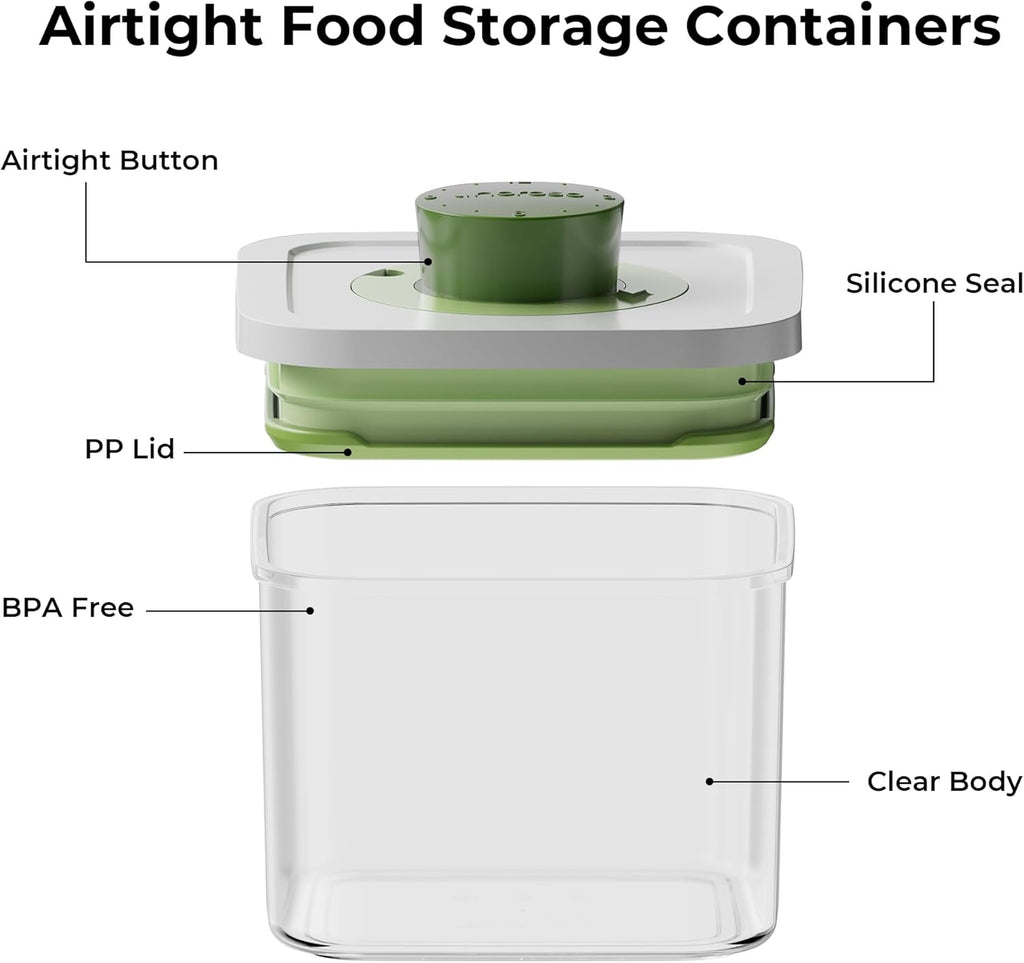 linoroso Pop Airtight Food Storage Containers with Time Recording Lids, BPA-Free Stackable Plastic Storage Containers Set of 4, Dry Cereal Container Set for Pantry Countertop Fridge Organization