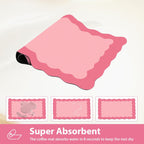 Scalloped Coffee Bar Mat for Countertop, Cute Dish Drying Mats for Kitchen Counter, Diatomite Absorbent Mat for Coffee Station, Kitchen Aesthetic Decor(16"x24", Rose Pink)