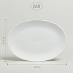 over&back Coupe Stoneware Serving Platter - Elegant 1-Piece Oval Serving Platter to Complete Your Kitchen Set - 16.4" x 11.5" - Semi-Matte White