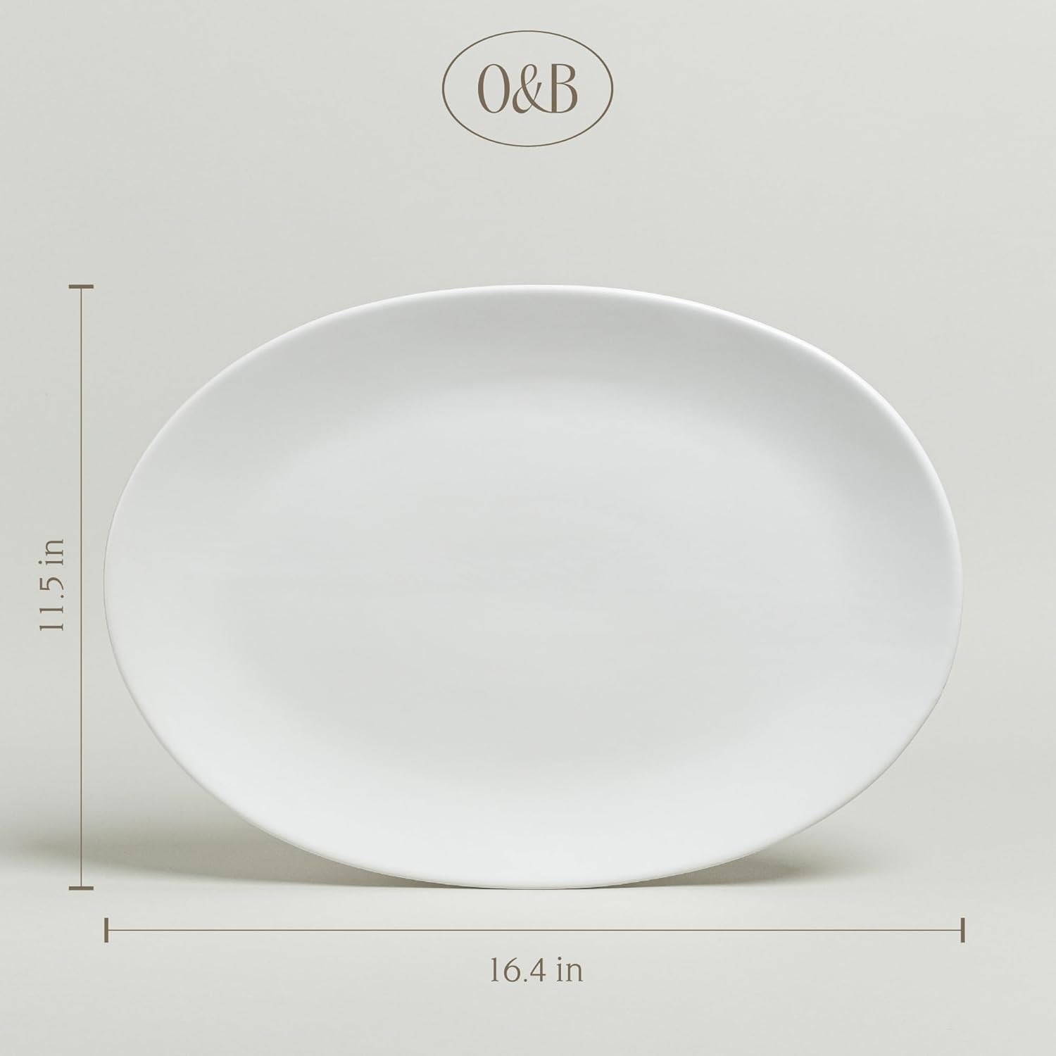 over&back Coupe Stoneware Serving Platter - Elegant 1-Piece Oval Serving Platter to Complete Your Kitchen Set - 16.4" x 11.5" - Semi-Matte White