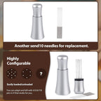 WDT tool, Espresso Distribution tools, 10 x 0.35mm 304 Stainless Steel Needles Installed with 10 Extra needles for Espresso Stirrer Replacement, Aluminum Alloy Handle with Stand (Matte Silver)