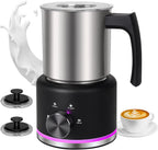 Milk Frother and Steamer, 16.9 OZ Milk Frother for Coffee, 4 in 1 Frother Separable Easy to Use and Clean, Durable Safe Silent Working for Coffee, Latte, Cappuccino Hot Chocolate, Black