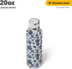 RTIC 20oz Journey Bottle Metal Stainless Steel Vacuum Insulated, BPA Free, Reusable, for Water, Hot and Cold Drinks, Travel, Sports, Camping, Blue Bouquet