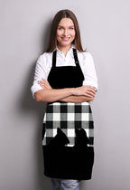 Black and White Buffalo Plaids Bear Apron Home Kitchen Waterproof Cooking Baking Gardening for Women Men